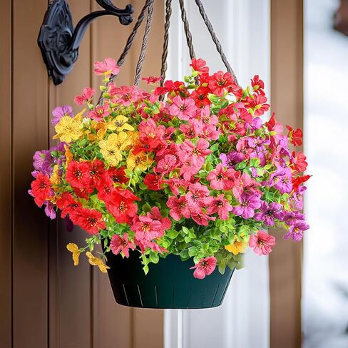 12 Bundles Artificial Fall Flowers Faux Mums for Outdoor Decoration Fake Fall Plants Flowers UV Resistant for Front Door Porch Patio Balcony Autumn Decor in Saudi Arabia