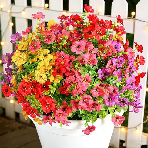 12 Bundles Artificial Fall Flowers Faux Mums for Outdoor Decoration Fake Fall Plants Flowers UV Resistant for Front Door Porch Patio Balcony Autumn Decor in Saudi Arabia