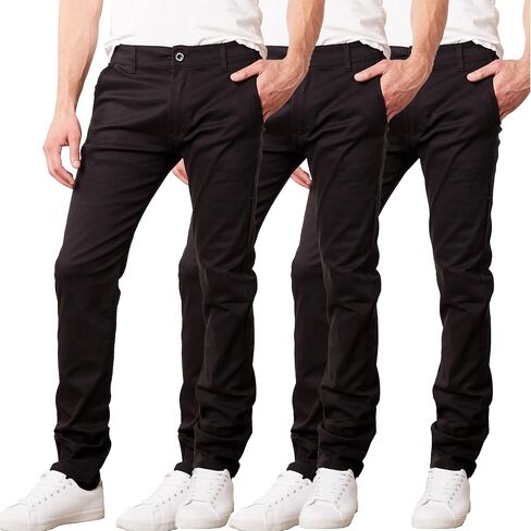 Galaxy by Harvic Mens Slim Fit Cotton Stretch Chino Pants 2-Pack in Kuwait