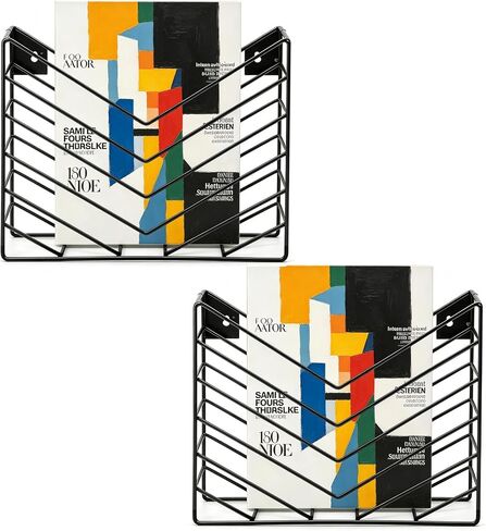 Hanging Wall File Organizer, Wall Mount Magazine Rack File Organizing Storage Metal for Office Hanging Mail, Paper, Document Folder and Books(Black) in Kuwait