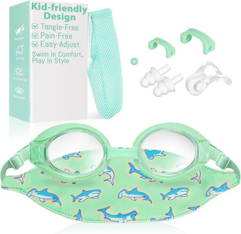 Pixel Panda 2 Pack Kids Swim Goggles مع حزام نسيج ل 3-14 مضاد لـ FOG مضاد لـ UV ، ولا تسرب لا تسرب من نظارات السباحة in Kuwait