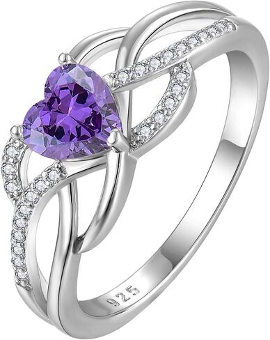 Celtic Knot Rings Infinity Twisted Rings, 925 Sterling Silver Heart Statement Ring with Birthstone for Women Jewelry Gift in Saudi Arabia