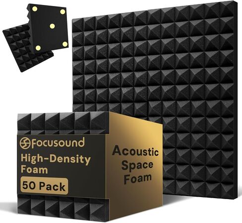 الألواح الصوتية 50 حزمة 2 "x12" x12 "مع 300 PCS لاصق مزدوج - دليل هرم إثبات الصوت للجدران ، استوديو المنزل امتصاص الضوضاء والتحكم في الصدى in Kuwait