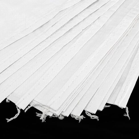 SEUNMUK 50 Pack 18 x 30 Inch Empty Sandbags, Empty White Woven Polypropylene Sand Bags, Heavy Duty Flood Protection Sand Bags with 20 M Ties for Flood Control, Storage in Kuwait