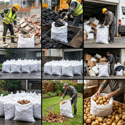 SEUNMUK 50 Pack 18 x 30 Inch Empty Sandbags, Empty White Woven Polypropylene Sand Bags, Heavy Duty Flood Protection Sand Bags with 20 M Ties for Flood Control, Storage in Kuwait