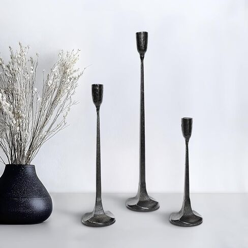 Iron Taper Gold Candle Holder Set of 3, Tall Taper Candle Stand, Candlestick Holder for Table Centerpiece Home Decoration, Wedding, Dining Tabl in Saudi Arabia