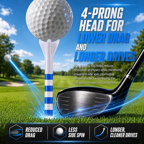 170 Pack Golf Tees, Pro 4 Line Marking System Plastic Golf Tees, 4-Prong Engineered to Reduce Friction & Longer Distance in Kuwait