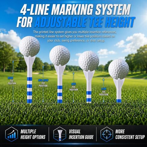 170 Pack Golf Tees, Pro 4 Line Marking System Plastic Golf Tees, 4-Prong Engineered to Reduce Friction & Longer Distance in Kuwait
