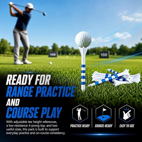 170 Pack Golf Tees, Pro 4 Line Marking System Plastic Golf Tees, 4-Prong Engineered to Reduce Friction & Longer Distance in Kuwait