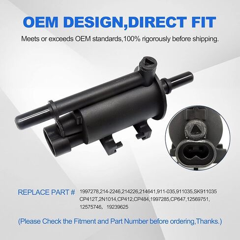 HiSport Vapor Canister Purge Valve Solenoid 214-2246 - متوافق مع ميني كوبر بويك ليسابر بارك أفينيو ريجال ريفييرا كاديلاك CTS الدورادو شيفروليه S10 تريل بليزر in Kuwait