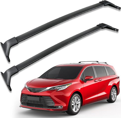 قضبان متقاطعة لحامل السقف متوافقة مع Toyota Sienna 2021 2022 2023 2024، استبدال القضبان المتقاطعة لسقف الألومنيوم لحامل سلة البضائع على السطح وقضبان الأمتعة ودراجة الكاياك in Kuwait