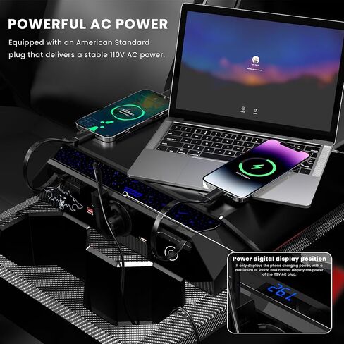 Multi-Ports USB Hub لـ Tesla Cybertruck 2023+ Center Console Hidden Fast Charger مع كابلات قابلة للسحب مزدوجة موانئ USB-C إكسسوارات محطة درج الالتحام (Cyberbeast) in Kuwait
