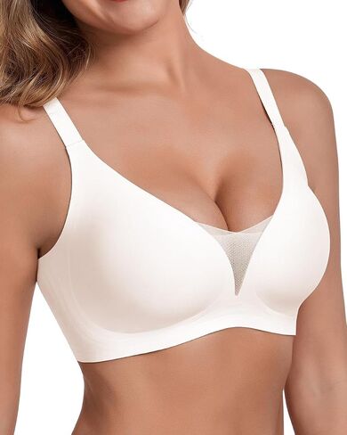 Mesh Crossover Comfortable Seamless Wireless Bra with Support Lift Padded Back Fat Smoothing Bra No Underwire Black in Saudi Arabia