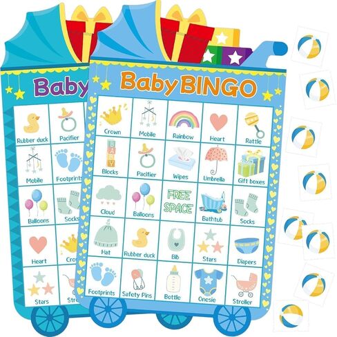 Fancy Land Baby Shower Bingo Game 24 Guests Boy Boy Baby Shower Party Supplies in Kuwait