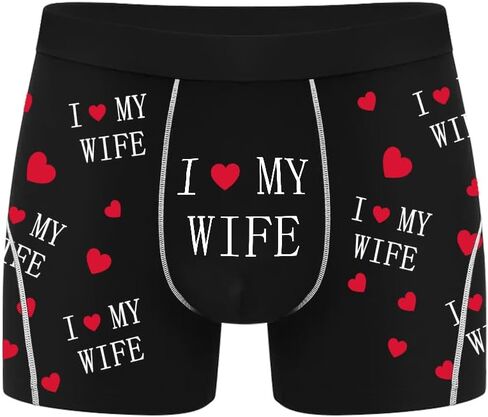 Sexy Code 1701 Men’s Boxer Briefs Modal Underwear–“I LOVE MY WIFE"Print, Soft Stretch Trunks Funny Romantic for Husband in Saudi Arabia