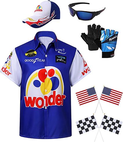 6PCS Characters Costumes in Talladega Nights Shirt Gloves and Accessories Set Race Car Costume for Parties and Halloween in Saudi Arabia