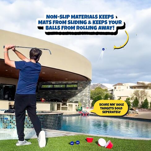 2X Non-Slip Golf Mats & 8X Foam Golf Balls ONLY | Targets NOT Included | CHIP NN' Hole Golf Meets Cornhole Game Mode | Golf Meets Cornhole Game for Backyard, Indoors, Beach, Pool Side in Saudi Arabia