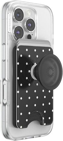 PopSockets Phone Wallet with Expanding Grip and Adapter Ring for MagSafe, Phone Card Holder, Wireless Charging Compatible, Wallet Compatible with MagSafe - All Smiles in Kuwait