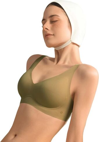 Sujiin Wireless Bra Seamless for Women ، v-nock bralette مع منصات قابلة للإزالة ، صدرية الدعم الناعمة لارتداء اليومية White-XL in Kuwait