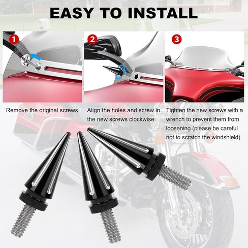Motorcycle Windshield Bolts, PSLER Windscreen Screws Fairing Bolts Windshield Screws for Touring Electra Glide Street Glide Tour Glide Tri Glide Ultra Classic Ultra Limited 1996-2013 (Chrome) in Saudi Arabia