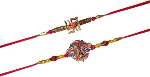 Set 2 of Rakhi for Brother Bhaiya Bhabhi Raksha Bhandhan Rakhi Thread Bracelet Cotton Thread with Greeting Card in Saudi Arabia
