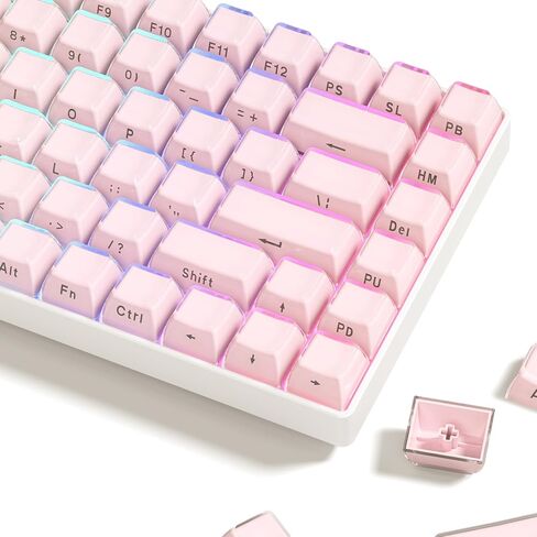 Womier Keycaps - Lusterfly Jelly Keycaps White 60 65 75 100 Percent | Side Printed Elegant Crystal Keycaps, Custom 113 Keys OEM Profile for 61/68/84/87/98/100 Cherry Gateron MX Mechanical, White in Kuwait