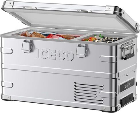 ICECO APL20 12 Volt Car Refrigerator, 21 Quart (20 Liter) Light Duty Aluminum 12v Portable Fridge Freezer, SECOP Nano Compressor, -4℉~68℉, 12/24V DC, 100-240V AC for Outdoor, Camping, RV, Truck, Boat in Kuwait