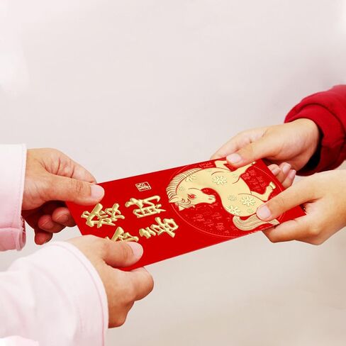 36 Pcs Chinese New Year Red Envelopes 2026 Lunar New Year Envelopes Horse Lucky Money Red Envelope Pocket Cash Hong Bao for Spring Festival Wedding Birthday, 6 Gold Foil Fu Patterns in Kuwait