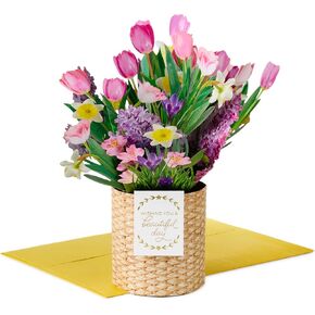 Hallmark Paper Wonder Large Pop-Up Card, Spring Flower Bouquet (Wishing You a Beautiful Day) for Birthdays, Easter, Mother's Day, Bridal Shower in Saudi Arabia