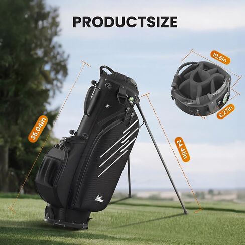 8-Way Golf Stand Bag, Lightweight Golf Bag with Dual Strap & Full-Length Dividers, Portable Golf Club Carry Bag with Multiple Pockets, Waterproof Rain Hood for Men Women in Saudi Arabia