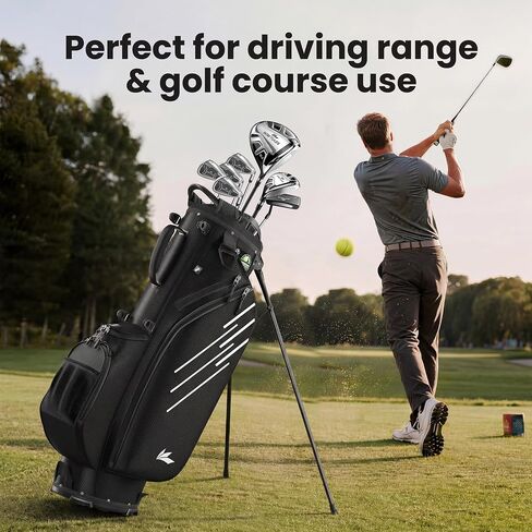 8-Way Golf Stand Bag, Lightweight Golf Bag with Dual Strap & Full-Length Dividers, Portable Golf Club Carry Bag with Multiple Pockets, Waterproof Rain Hood for Men Women in Saudi Arabia