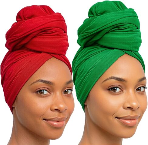2PCS Head Wraps for Women Turban Headwraps Hair Scarves Long Large Lightweight Soft Headscarf Headband Wide Hijabs in Saudi Arabia