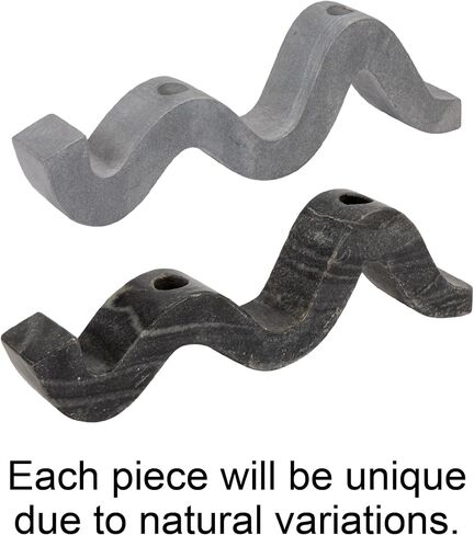Bloomingville Marble Wave Double Taper Candle Holder, Black in Saudi Arabia