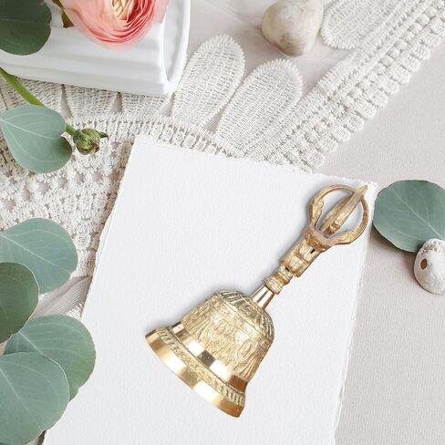 Hand Bells, Brass Bell, Hand Bells for Seniors Bedside, Small Handheld Bell for School Classroom, Service Call, Dinner and Wedding, Home Table Decoration(Brass) in Saudi Arabia