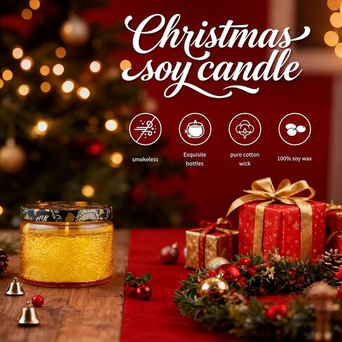 شمعة معطرة بخشب الصندل للمنزل، شموع زجاجية فاخرة من شمع الصويا للرجال والنساء، هدية شمعة عطرية للأم في عيد الميلاد وعيد الميلاد، 6.8 جم in Kuwait