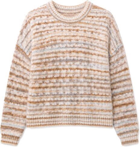 Froggirl Women’s Striped Cable Knit Sweater – Crewneck Chunky Pullover Jumper Loose Fit Long Sleeve Fall Winter Top in Saudi Arabia