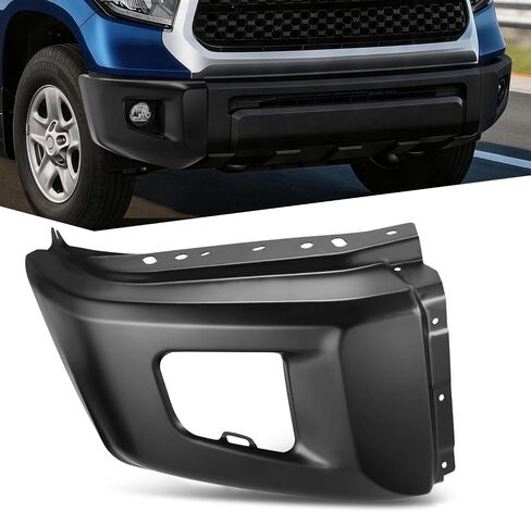 شريط وجه المصد الأمامي من Auto Dynasty متوافق مع Toyota Tundra 2014-2021، غطاء نهاية غطاء المصد الجانبي الأيسر للسائق مع فتحات ضوء الضباب، فتحات مستشعر غير قابلة للوقوف، كروم مصقول in Kuwait