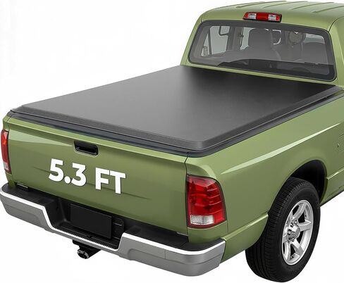 سرير الشاحنة الناعمة لفة السرير Tonneau متوافق مع 2000 2001 2002 2003 2004 Dodge Dakota Pickup Vinyl 5.3 Ft 63 "Fleetside Sper Fleetside (بدون صندوق كبش) in Kuwait