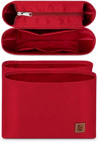 GIVLEFLY Satin Purse Organizer Insert for Neonoe Bucket Bag, 2PCS Silky Handbag Liner with Zipper Pocket, Structured Shaper with Multiple Pockets,Brown in Kuwait