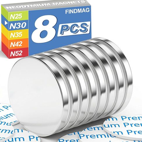 FindMag N52 Disc Magnets مع مادة لاصقة من جانب مزدوج ، مغناطيسات أرضية نادرة للغاية في الحرف ، المكتب ، العلمي ، المكتب ، 1.18 بوصة D × 1/8 بوصة H in Saudi Arabia
