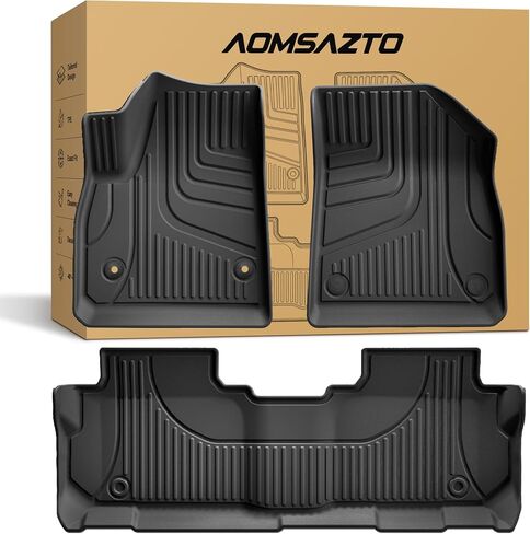 سجادات أرضية AOMSAZTO لعام 2019-2024 Chevy Blazer (ليس لطراز Blazer EV)، سجادات أرضية السيارات متوافقة مع 2024 شيفروليه بليزر، الصف الأول والثاني حماية من جميع الأحوال الجوية، أسود in Kuwait