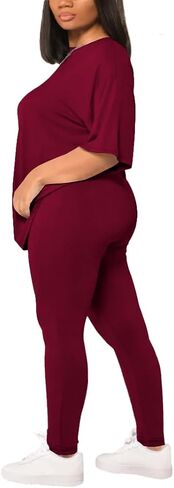المرأة حجم كبير 2 قطعة ملابس الصيف Sweatsuits قطرة الكتف رياضية السائق قصيرة تجريب عداء ببطء مجموعات Black-3XL in Kuwait