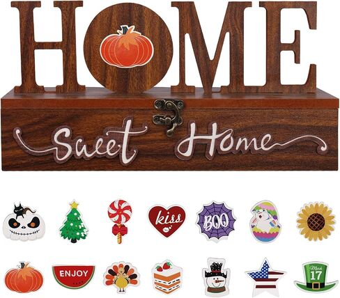 لافتة Home Sweet Home قابلة للتبديل، زخارف خشبية موسمية لسطح الطاولة، لجميع ديكورات المنزل المكتبية الموسمية وغرفة المعيشة الداخلية. in Kuwait