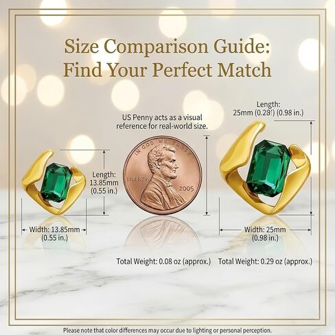 Emerald Earrings for Women, Formal Green Gemstone Large Studs, May Birthstone, Gift for Mom Wife Her by Febsky in Saudi Arabia