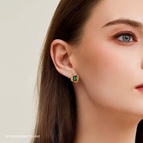 Emerald Earrings for Women, Formal Green Gemstone Large Studs, May Birthstone, Gift for Mom Wife Her by Febsky in Saudi Arabia