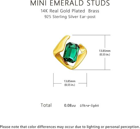 Emerald Earrings for Women, Formal Green Gemstone Large Studs, May Birthstone, Gift for Mom Wife Her by Febsky in Saudi Arabia