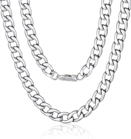 قلادة رابط كوبي Chainspro للرجال ، الفضة/الأسود/الذهب مطلي بالفولاذ المقاوم للصدأ المقاوم للصدأ قلادة 5/9/12/15 مم ، 14 "-30" إكسسوارات الهيب هوب الطول هدايا المجوهرات لعيد الأب يوم الأب in Kuwait