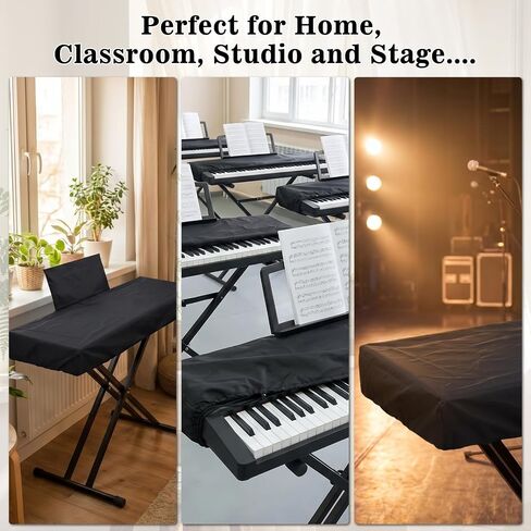 Keyboards Cover, Piano Keyboard Dust Cover 88 Key, Black Piano Music Keyboard Dirt Proof Cover with Music Sheet Stand Cover, Electric/Electronic Keyboard Waterproof Cover, Protective Keyboard Cover in Saudi Arabia
