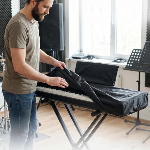 Keyboards Cover, Piano Keyboard Dust Cover 88 Key, Black Piano Music Keyboard Dirt Proof Cover with Music Sheet Stand Cover, Electric/Electronic Keyboard Waterproof Cover, Protective Keyboard Cover in Saudi Arabia
