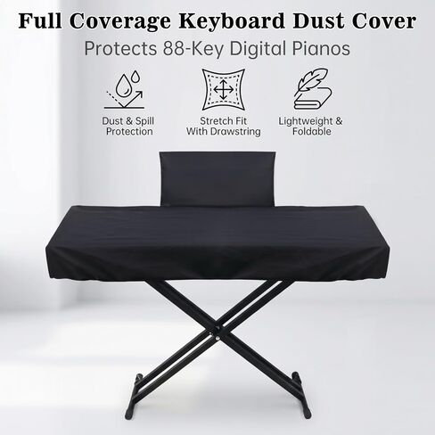 Keyboards Cover, Piano Keyboard Dust Cover 88 Key, Black Piano Music Keyboard Dirt Proof Cover with Music Sheet Stand Cover, Electric/Electronic Keyboard Waterproof Cover, Protective Keyboard Cover in Saudi Arabia